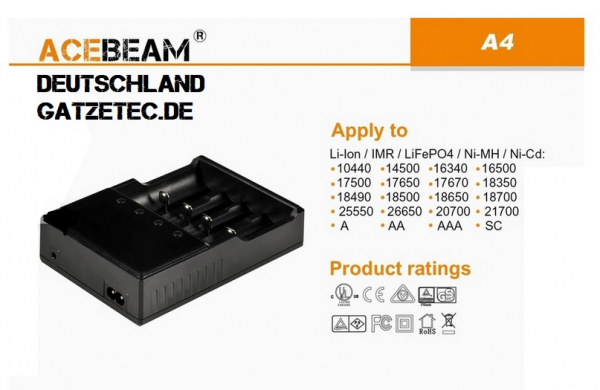 Preview: ACEBEAM A4 Ladegerät Gatzetec neu
