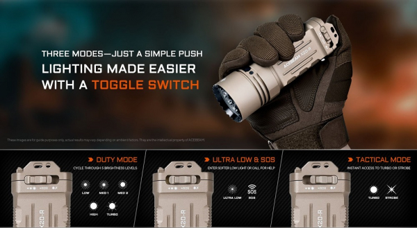Preview: ACEBEAM X20R sand Taschenlampe bei Gatzetec Seitenansicht
