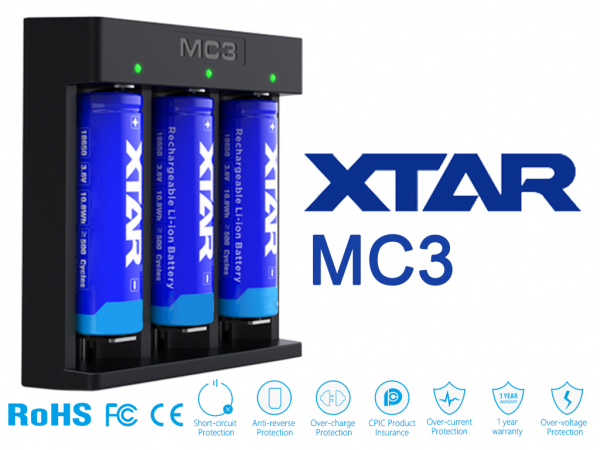Preview: XTAR MC3 Ladegerät CE zertifiziert