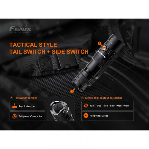 Preview: Fenix PD25R LED Taschenlampe Gatzetec 2 Schalter