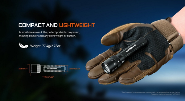ACEBEAM K1 bei Gatzetec  Helligkeiten