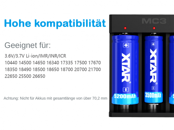 XTAR MC3 Ladegerät Li-Ion